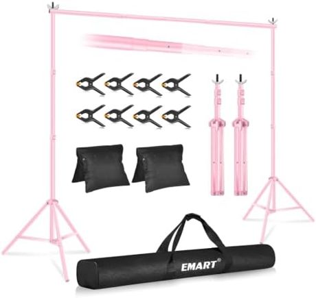 EMART Backdrop Stand 10x7FT Adjustable Back Drop Stand for Party -Pink