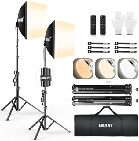 EMART Softbox Lighting Kit 85W 16"x16" Soft Box for Photography Light 2Pack